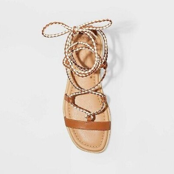 Universal Thread Aurelie Tan Gladiator Lace-Up Sandals Women Sz 6 - Picture 9 of 10